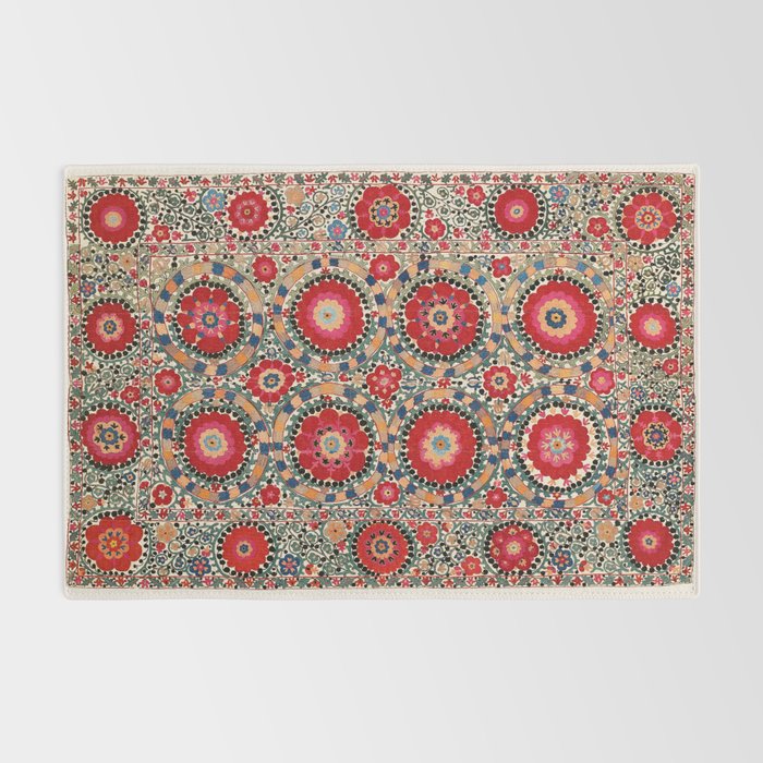 Karabag Suzani Uzbekistan Embroidery Print Rug Gallery Image 2