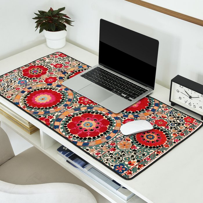 Karabag Suzani Uzbekistan Embroidery Print Desk Mat Gallery Image 2