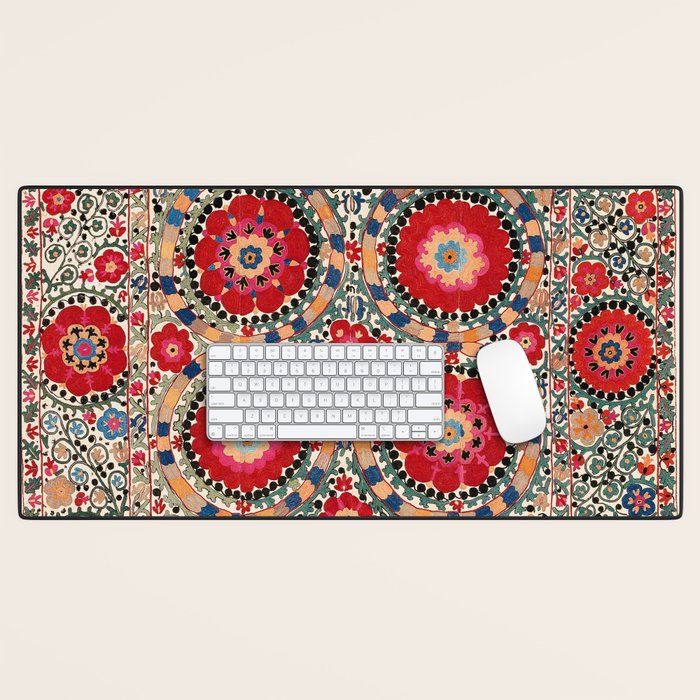 Karabag Suzani Uzbekistan Embroidery Print Desk Mat Gallery Image 1
