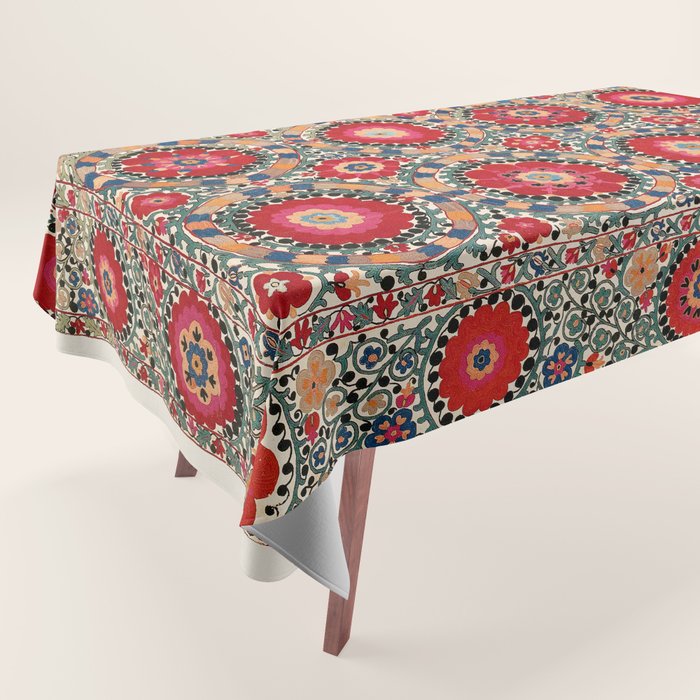 Karabag Suzani Uzbekistan Embroidery Print Tablecloth Gallery Image 1
