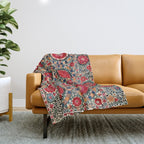 Karabag Suzani Uzbekistan Embroidery Print Throw Blanket Gallery Image 1