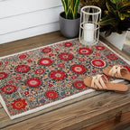 Karabag Suzani Uzbekistan Embroidery Print Outdoor Rug Gallery Image 2