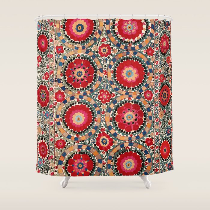 Karabag Suzani Uzbekistan Embroidery Print Shower Curtain Gallery Image 1
