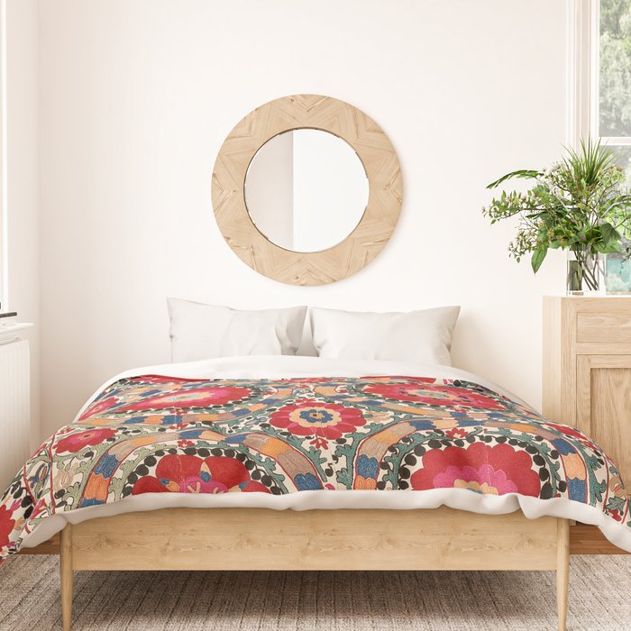 Karabag Suzani Uzbekistan Embroidery Print Duvet Cover Gallery Image 3