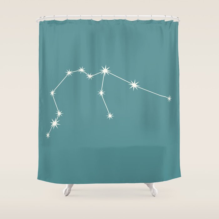 Aquarius Zodiac Star Constellation Line Art Teal Shower Curtain Gallery Image 1