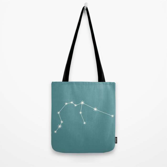 Aquarius Zodiac Star Constellation Line Art Teal Tote Bag Gallery Image 2