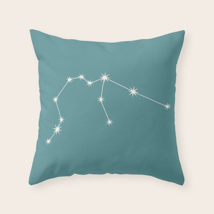 Aquarius Zodiac Star Constellation Line Art Teal Throw Pillow Gallery Image 1