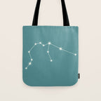 Aquarius Zodiac Star Constellation Line Art Teal Tote Bag Gallery Image 1
