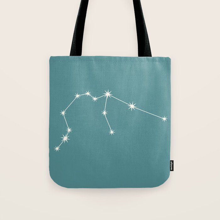 Aquarius Zodiac Star Constellation Line Art Teal Tote Bag Gallery Image 1