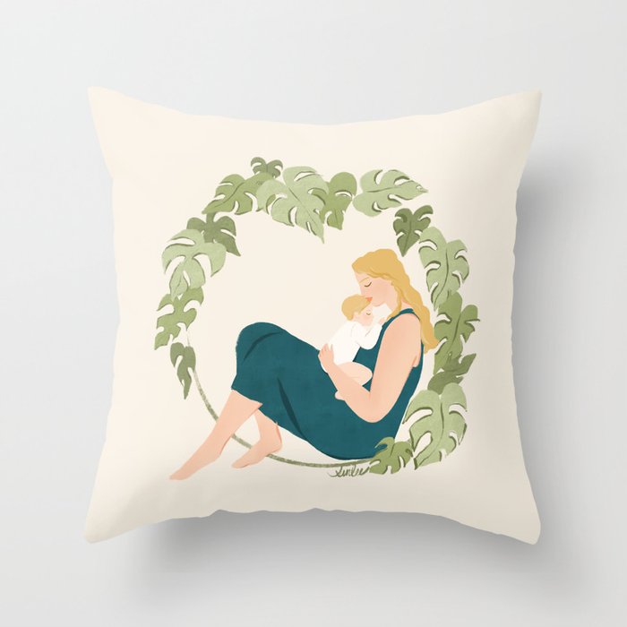 Maternal Bond (Blond) Throw Pillow Gallery Image 1