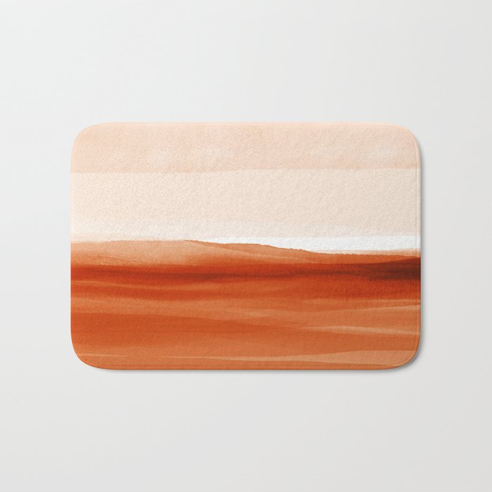 Watercolor Abstract 08 Burnt Orange Landscape Bath Mat Gallery Image 1