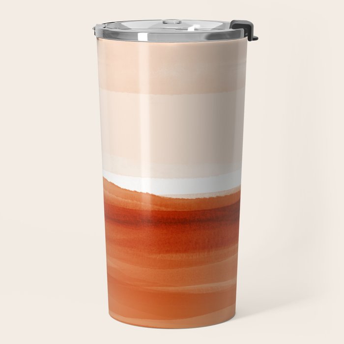 Watercolor Abstract 08 Burnt Orange Landscape Travel Mug Gallery Image 2