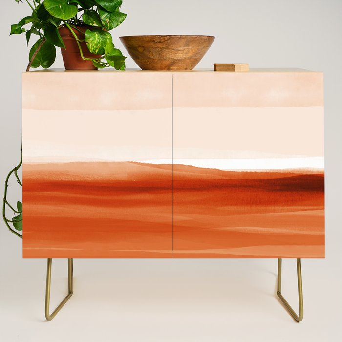 Watercolor Abstract 08 Burnt Orange Landscape Credenza Gallery Image 1