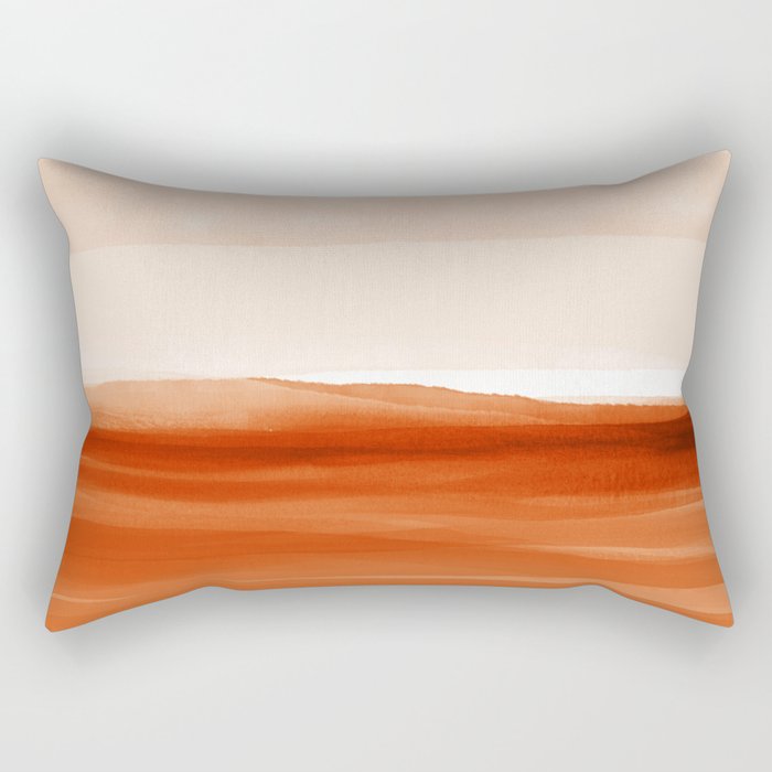 Watercolor Abstract 08 Burnt Orange Landscape Rectangular Pillow Gallery Image 1