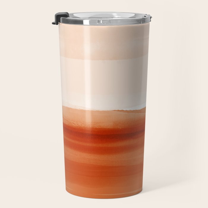 Watercolor Abstract 08 Burnt Orange Landscape Travel Mug Gallery Image 3