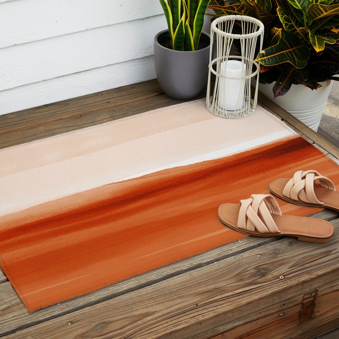 Watercolor Abstract 08 Burnt Orange Landscape Outdoor Rug Gallery Image 2