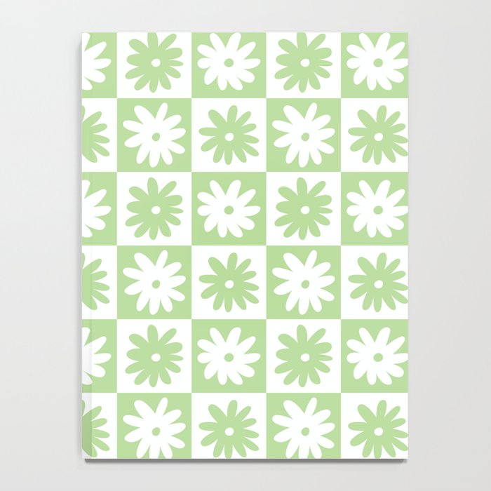 Green And White Checkered Flower Pattern Notebook Gallery Image 4