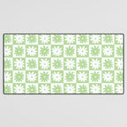 Green And White Checkered Flower Pattern Desk Mat Gallery Image 3
