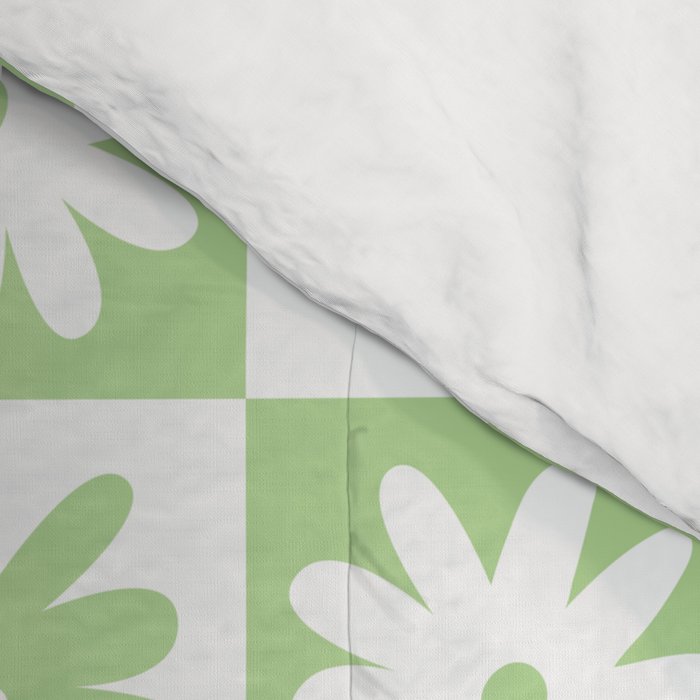 Green And White Checkered Flower Pattern Comforter Gallery Image 4
