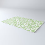 Green And White Checkered Flower Pattern Rug Gallery Image 3