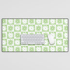 Green And White Checkered Flower Pattern Desk Mat Gallery Image 1