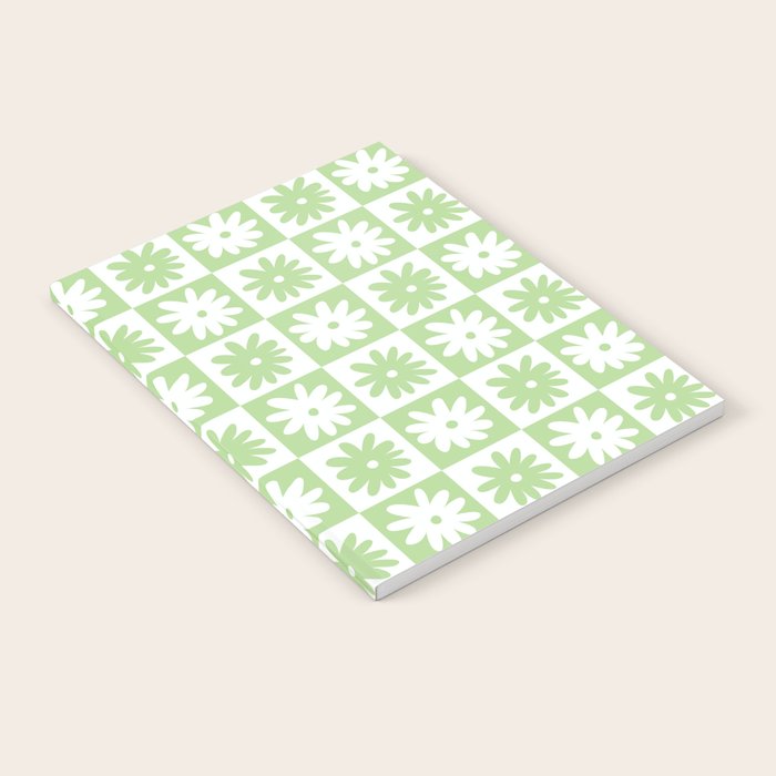 Green And White Checkered Flower Pattern Notebook Gallery Image 1