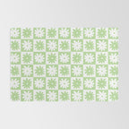 Green And White Checkered Flower Pattern Rug Gallery Image 2