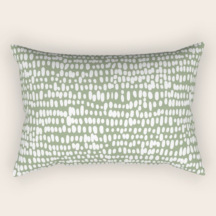 Spotted Preppy Dots Abstract in Sage Green Rectangular Pillow Gallery Image 1