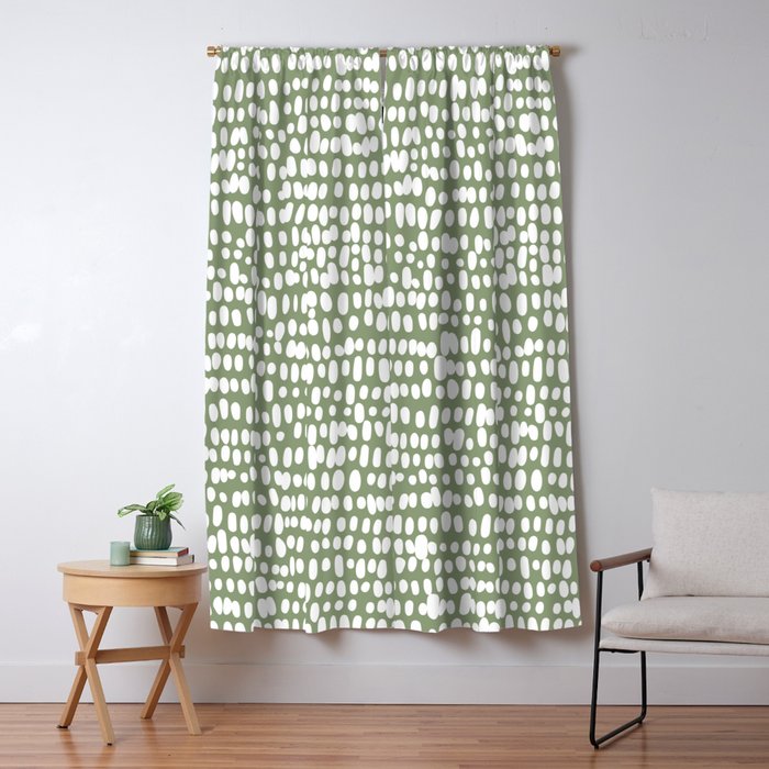 Spotted Preppy Dots Abstract in Sage Green Window Curtain Gallery Image 5