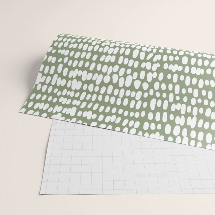 Spotted Preppy Dots Abstract in Sage Green Wrapping Paper Gallery Image 2