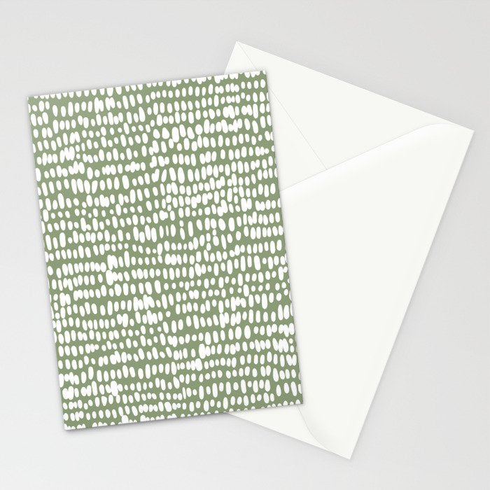 Spotted Preppy Dots Abstract in Sage Green Stationery Card Gallery Image 2