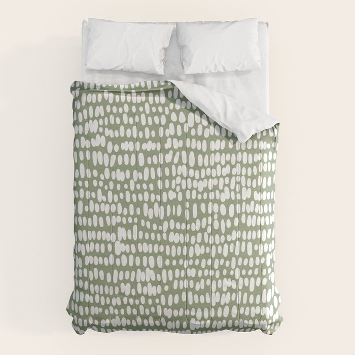 Spotted Preppy Dots Abstract in Sage Green Comforter Gallery Image 6
