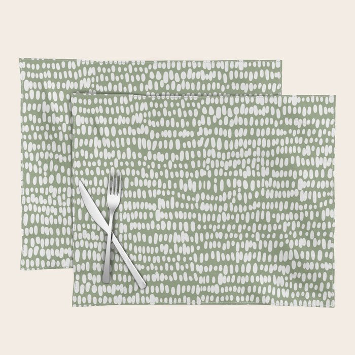 Spotted Preppy Dots Abstract in Sage Green Placemat Gallery Image 1