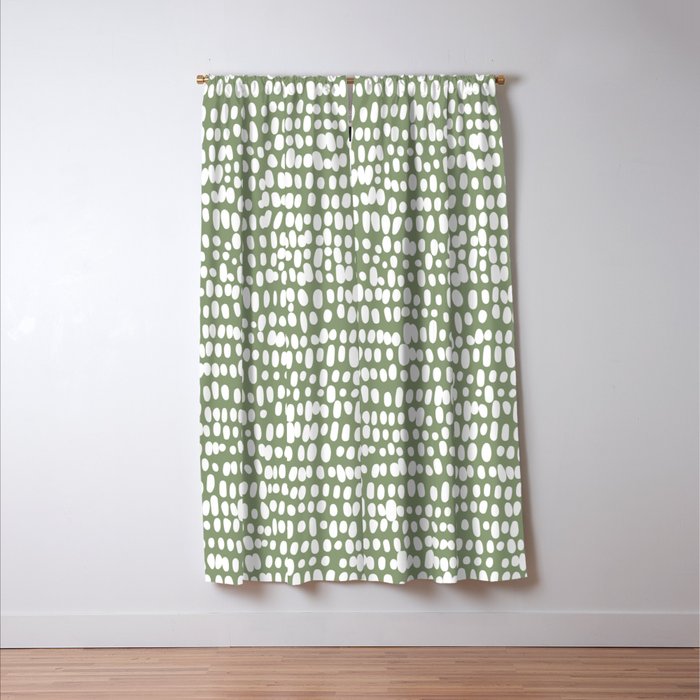 Spotted Preppy Dots Abstract in Sage Green Window Curtain Gallery Image 3