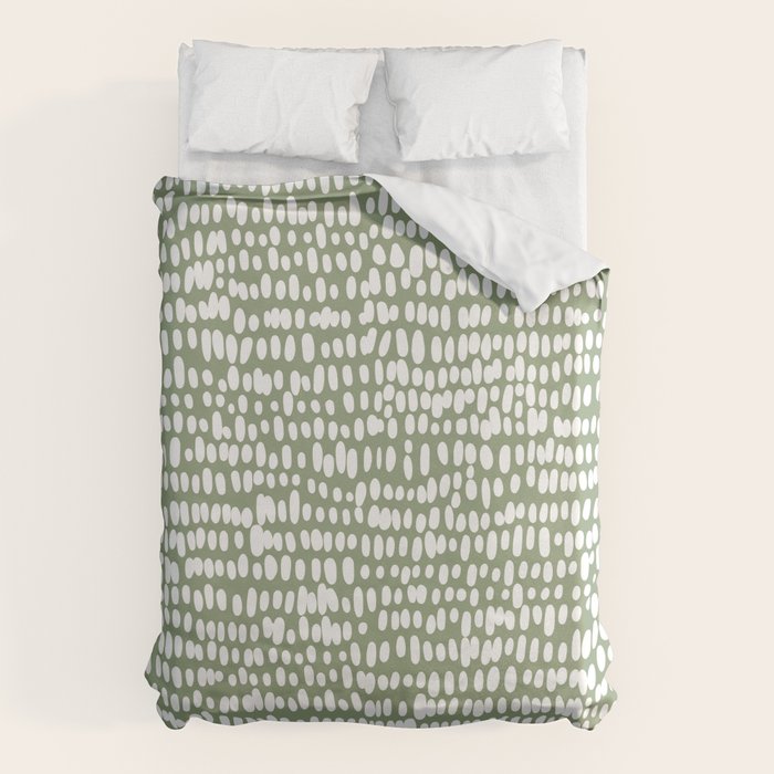 Spotted Preppy Dots Abstract in Sage Green Duvet Cover Gallery Image 1