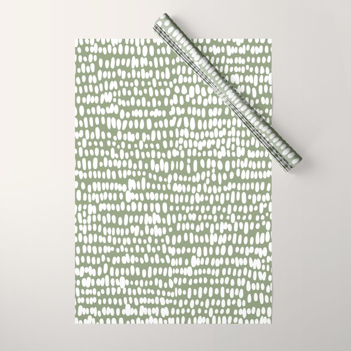 Spotted Preppy Dots Abstract in Sage Green Wrapping Paper Gallery Image 1