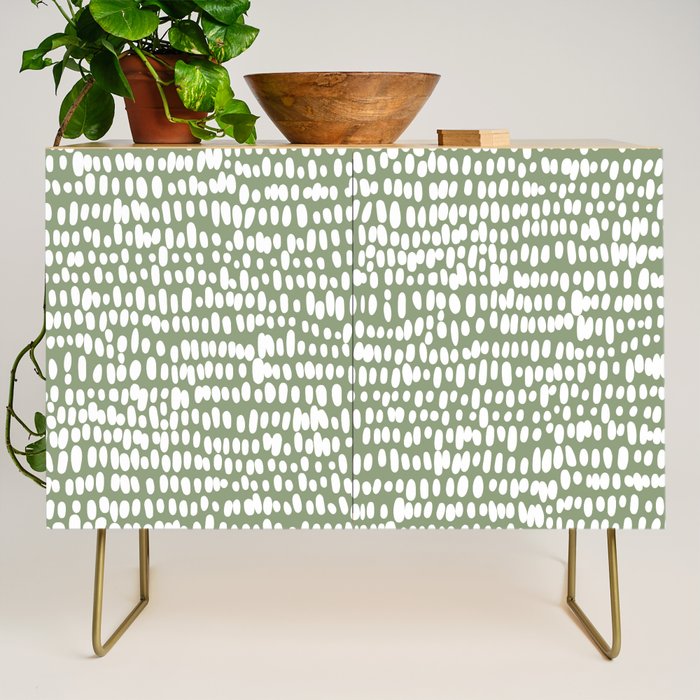 Spotted Preppy Dots Abstract in Sage Green Credenza Gallery Image 1