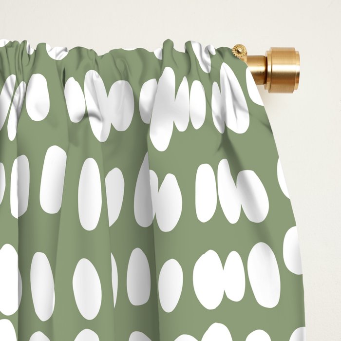 Spotted Preppy Dots Abstract in Sage Green Window Curtain Gallery Image 2