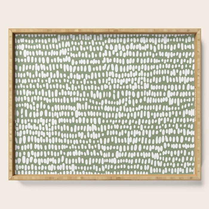 Spotted Preppy Dots Abstract in Sage Green Serving Tray Gallery Image 1
