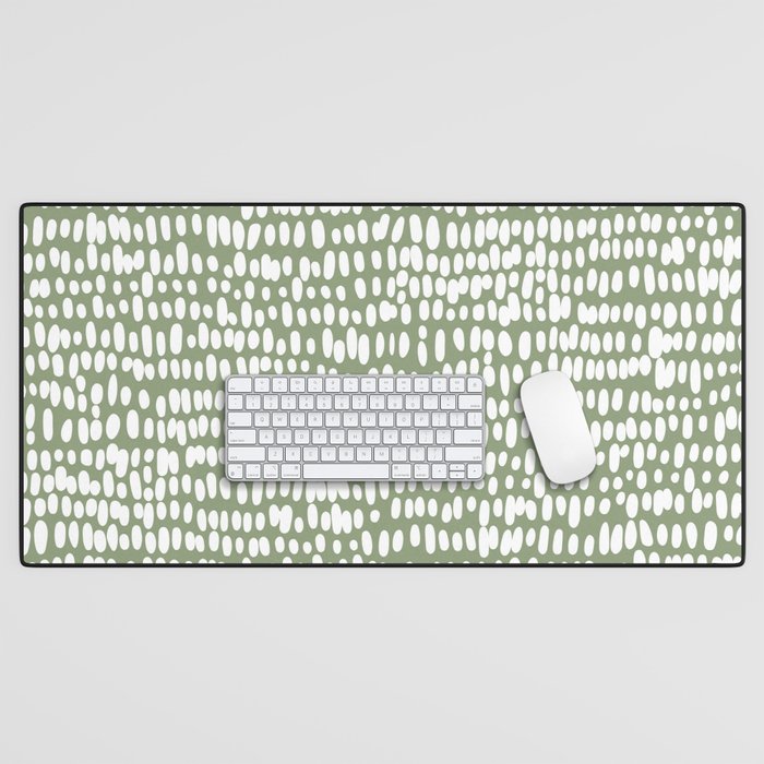 Spotted Preppy Dots Abstract in Sage Green Desk Mat Gallery Image 1