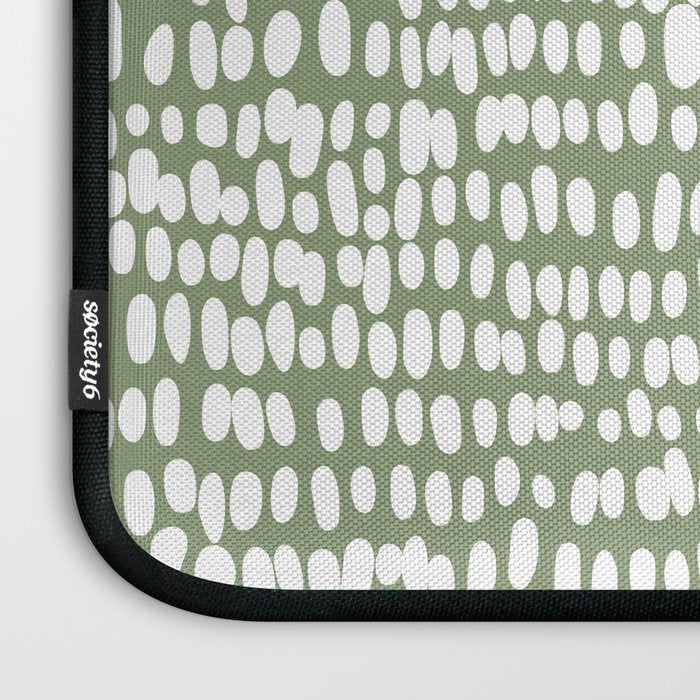 Spotted Preppy Dots Abstract in Sage Green Laptop Sleeve Gallery Image 3
