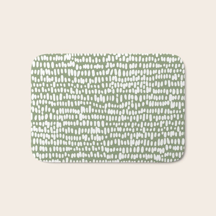 Spotted Preppy Dots Abstract in Sage Green Bath Mat Gallery Image 1
