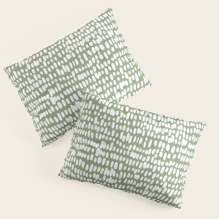 Spotted Preppy Dots Abstract in Sage Green Pillow Sham Gallery Image 1