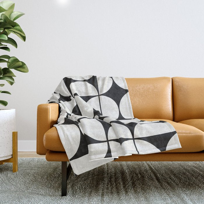 Mid-Century Modern Pattern No.2 - Black and White Throw Blanket Gallery Image 1