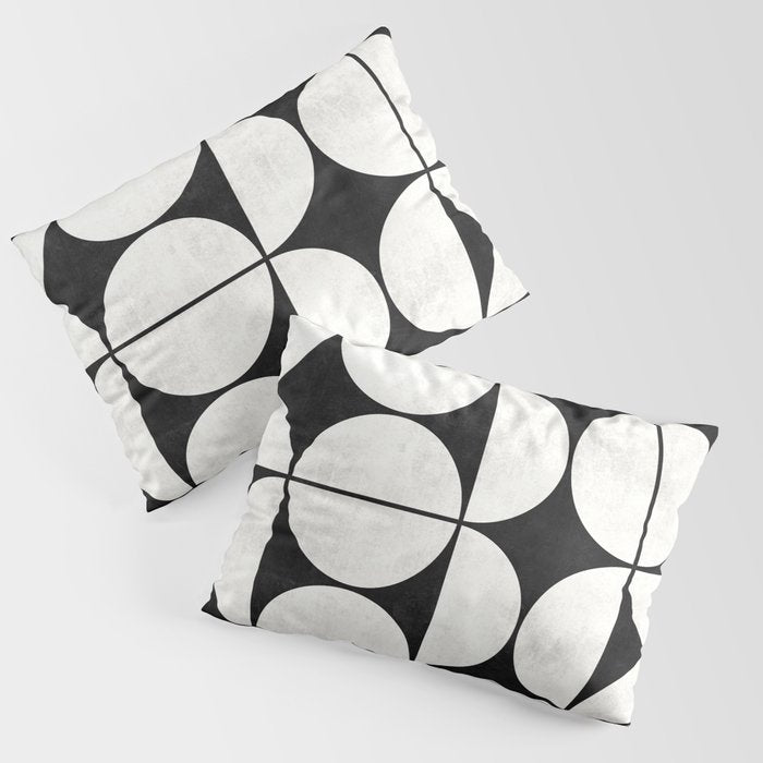 Mid-Century Modern Pattern No.2 - Black and White Pillow Sham Gallery Image 3