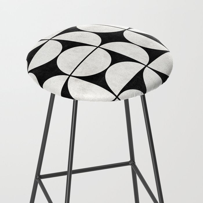 Mid-Century Modern Pattern No.2 - Black and White Stool Gallery Image 2