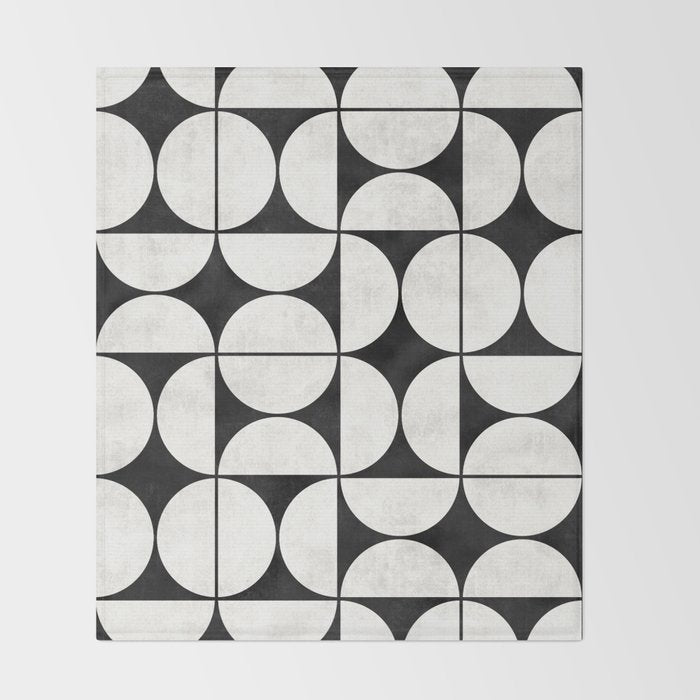 Mid-Century Modern Pattern No.2 - Black and White Throw Blanket Gallery Image 2
