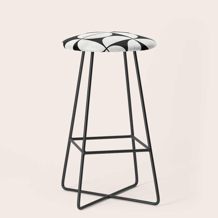 Mid-Century Modern Pattern No.2 - Black and White Stool Gallery Image 1