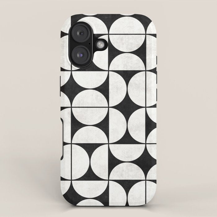 Mid-Century Modern Pattern No.2 - Black and White iPhone Case Gallery Image 1