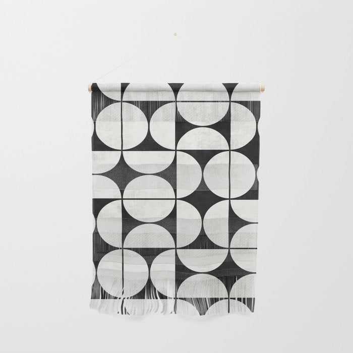 Mid-Century Modern Pattern No.2 - Black and White Wall Hanging Gallery Image 1